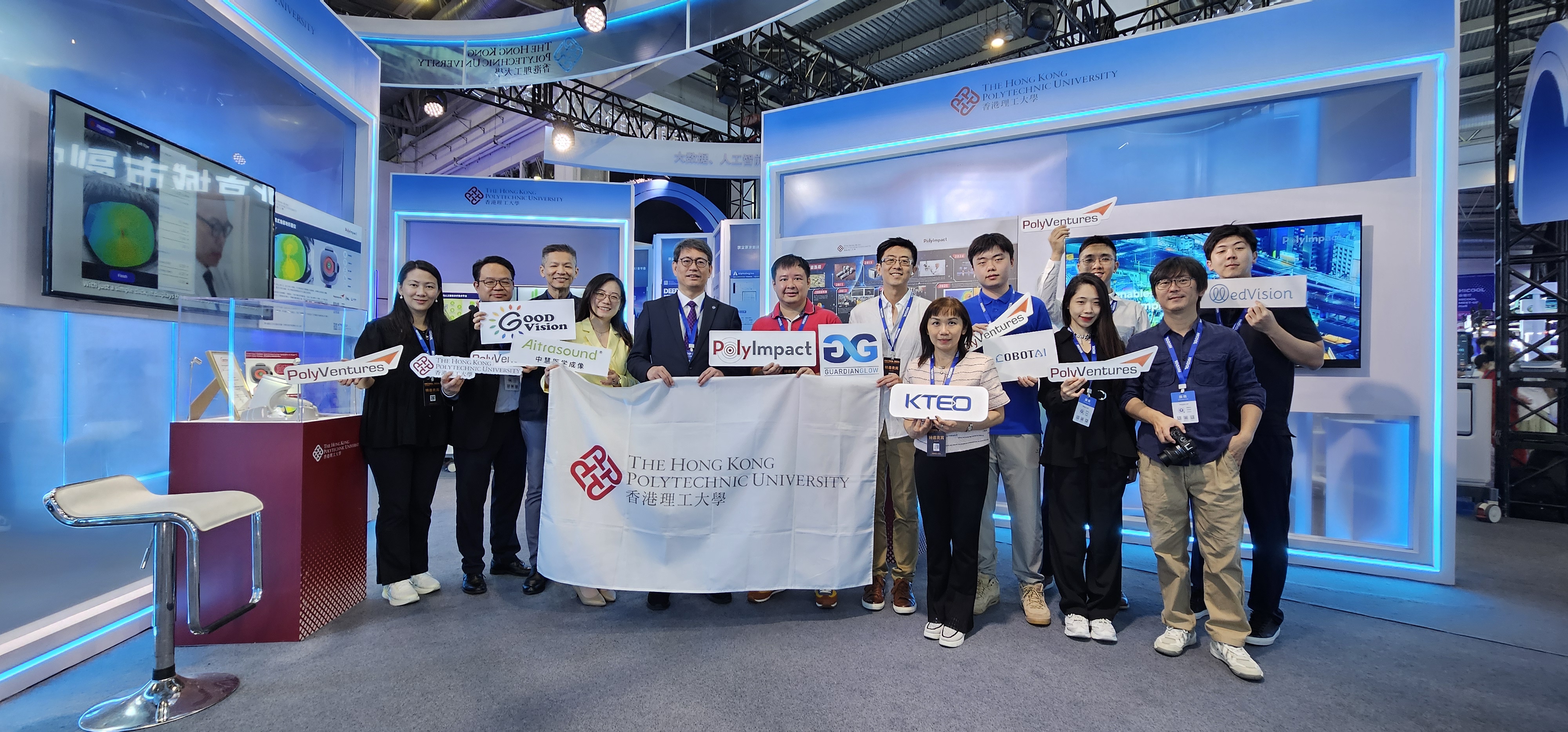 Led by Prof. Christopher Chao (5th from left) , PolyU Vice-President (Research and Innovation), the researchers and academic-led startup teams participated for the first time at the HICOOL 2024 Global Entrepreneur Summit and Entrepreneurship Competition, showcasing seven ground-breaking research projects that highlight the University’s exceptional capabilities in research and knowledge transfer.