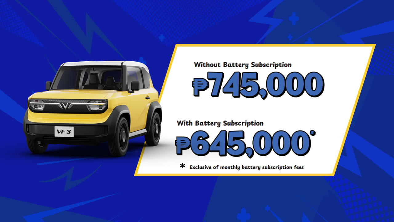 VF 3 customers who opt for the battery subscription can choose from a flexible list of subscription plans starting at just 2,800 pesos per month, allowing for cost optimization based on travel needs.